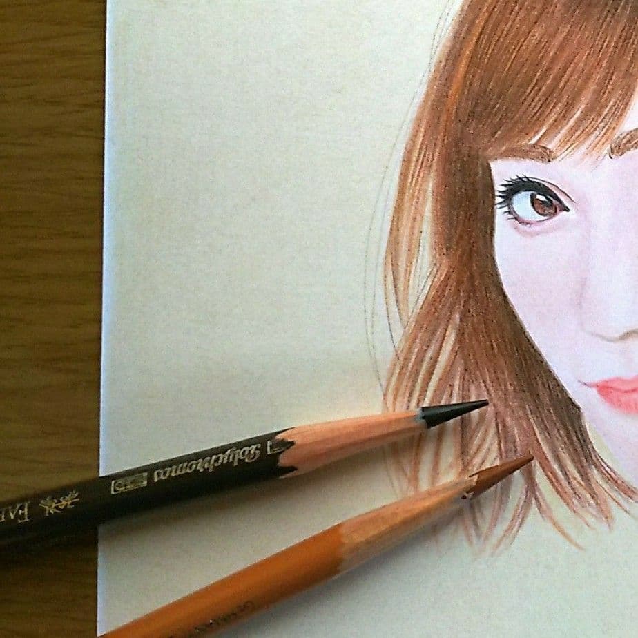 リアル色鉛筆画 No.30【原画】手描き 美人画 人物画