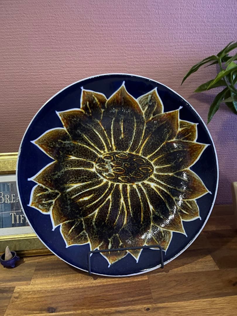 ひまわり模様 陶器皿