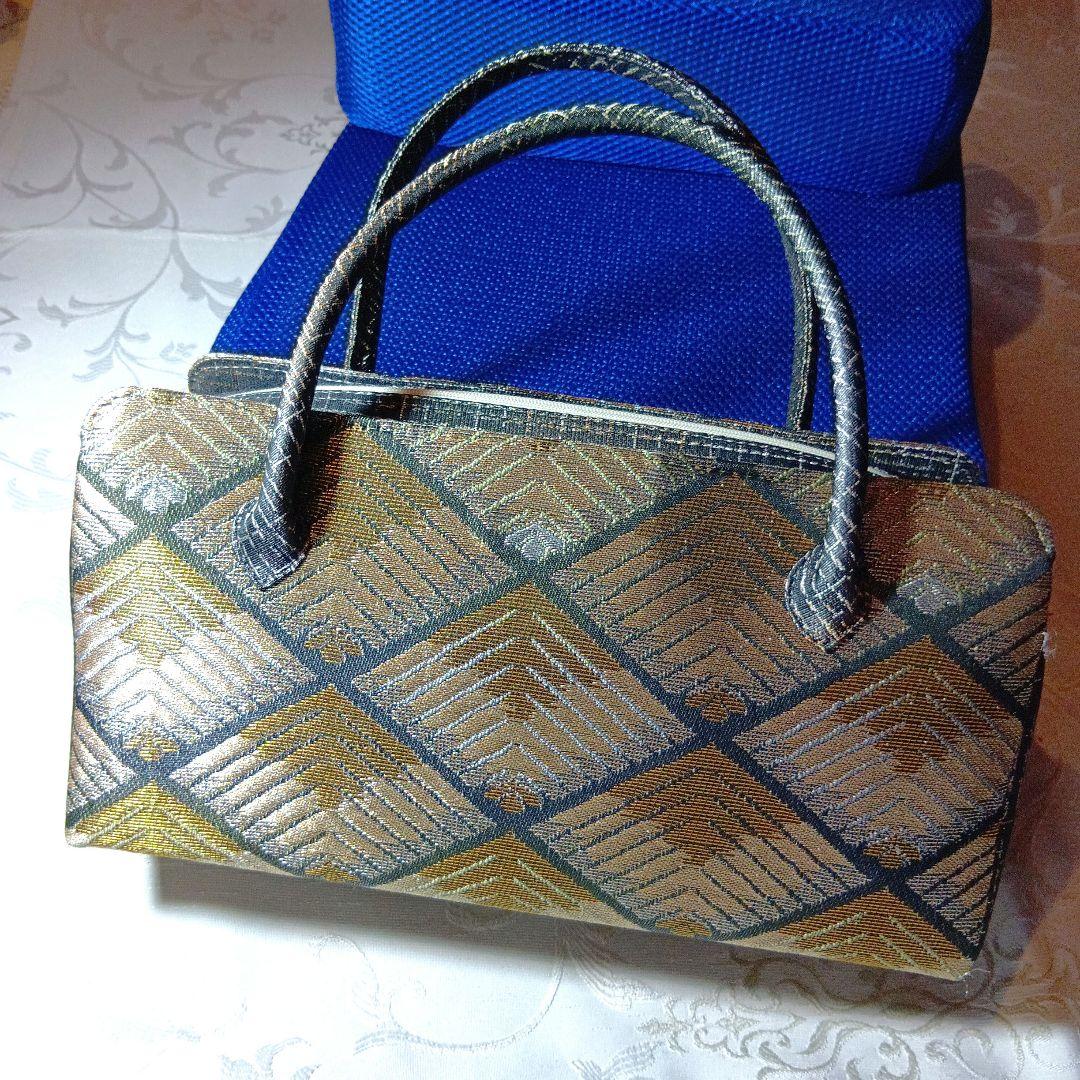 利休バック　幾何学模様 金色 銀色　お値下