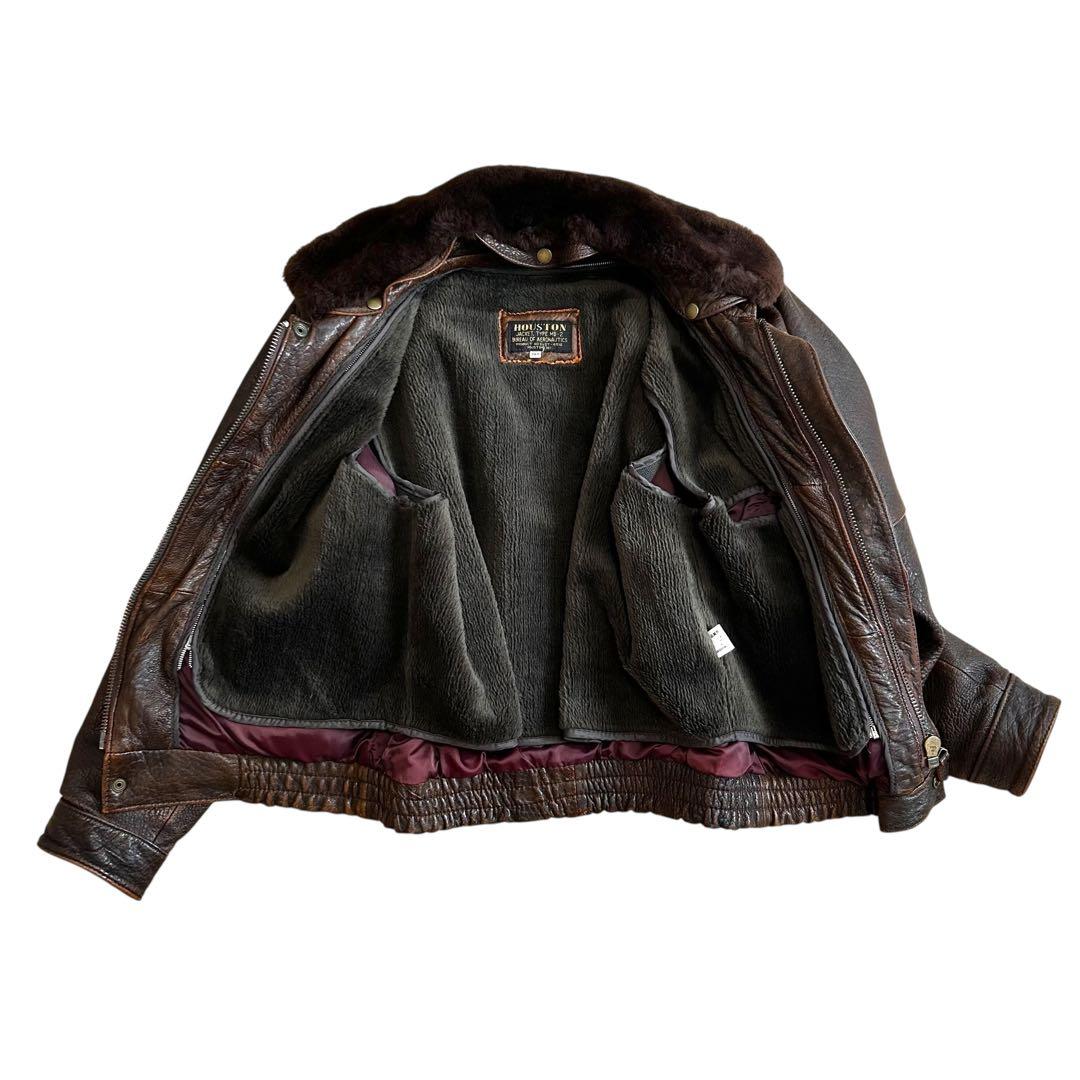 ★美品★ HOUSTON MB-2 レザー ボア着脱ライナー付 ラムレザー