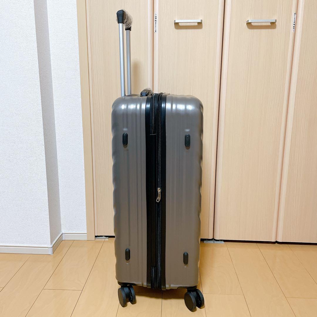 新品　スーツケース キャリーケース　XLサイズ　グレー　拡張機能付き　旅行　出張