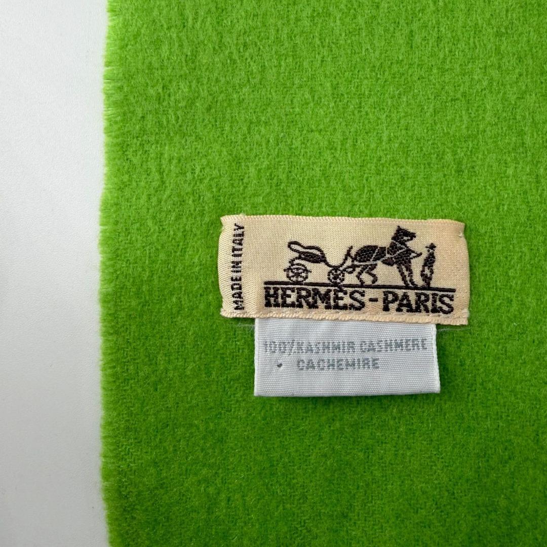 16743✨レア✨HERMES カシミヤ100% 刺繍ロゴ バイカラー マフラー