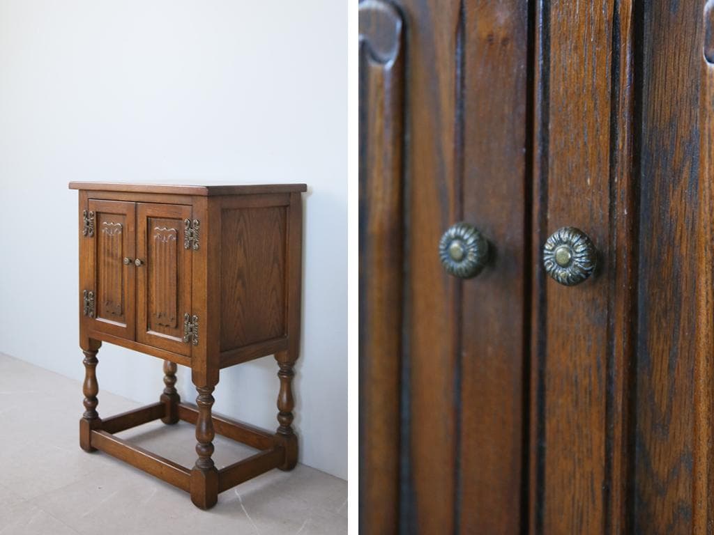 英国アンティーク木製カップボード/キャビネット/キッチン収納/飾り棚91-170