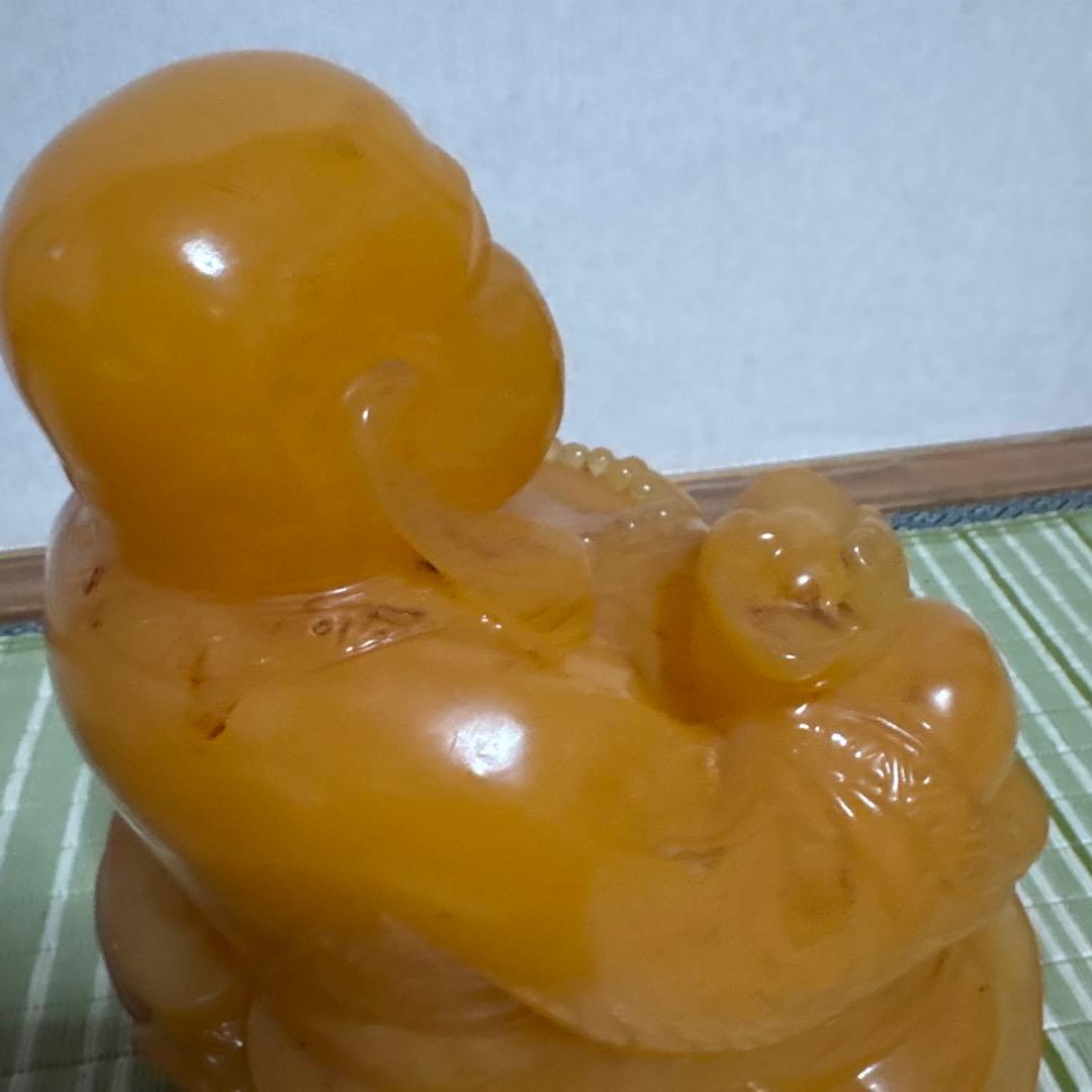 七福神　布袋様　置物　イエロー ストーン　翡翠　風水　インテリア