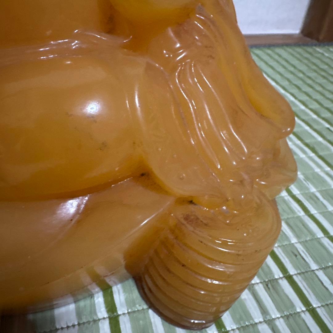 七福神　布袋様　置物　イエロー ストーン　翡翠　風水　インテリア