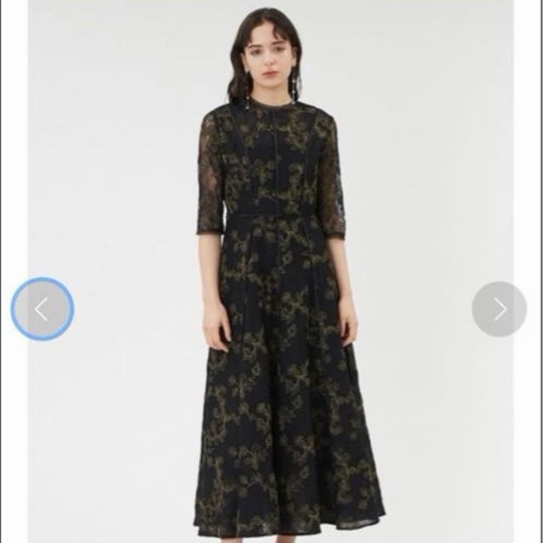 本日限定価格　【FRAY I.D】チュールレースラメ刺繍ドレス