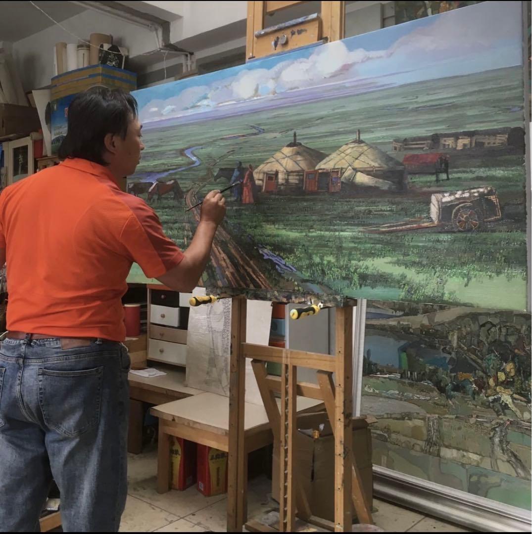 ★真作★ 文勝(ウンシュン) 古跡 油絵 額付き 貴重作品