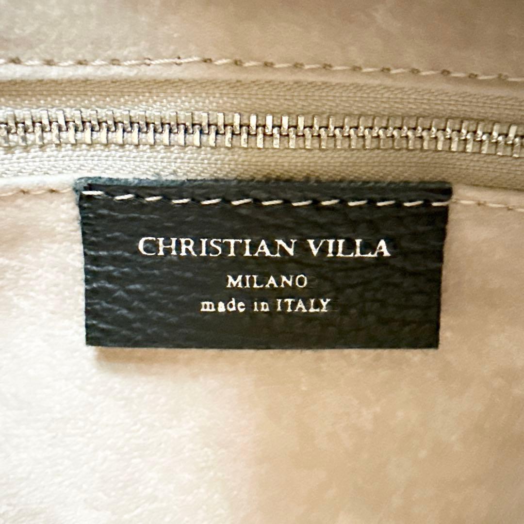 【極美品】クリスチャンヴィラ　ボストンバッグ　レザー　ハンドバッグ　黒