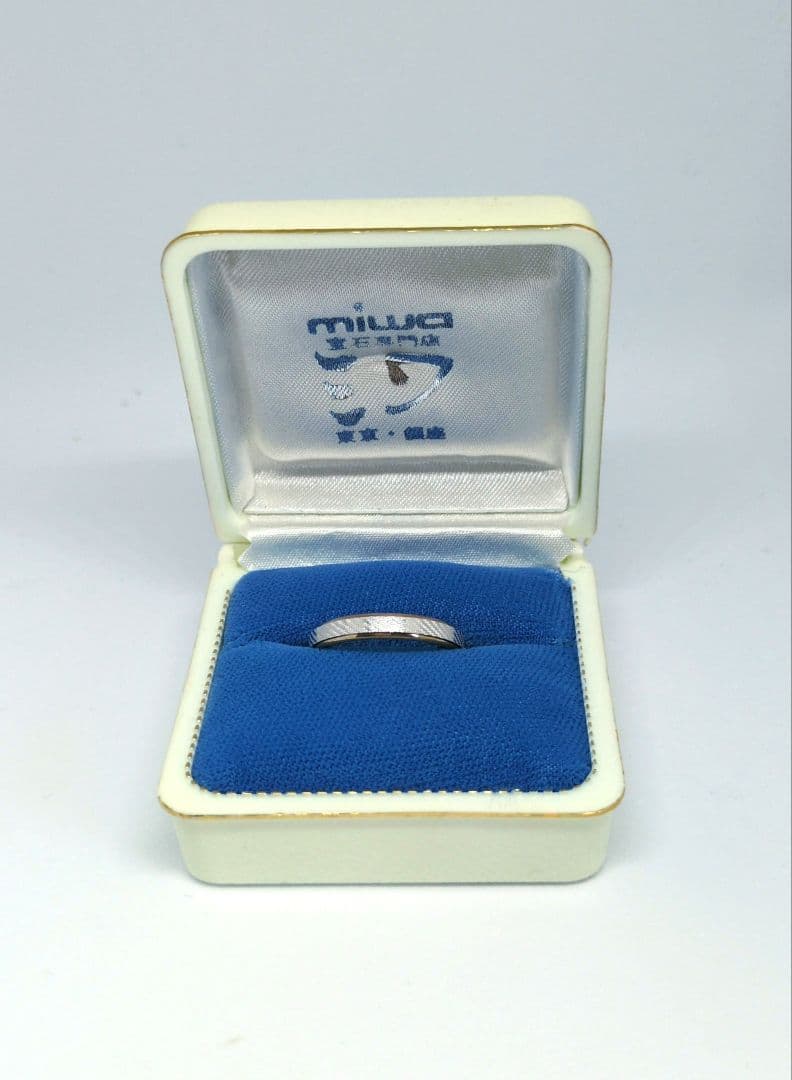 銀座ミワ★K18&Pt900コンビリング☆斜めカット/ヴィンテージ