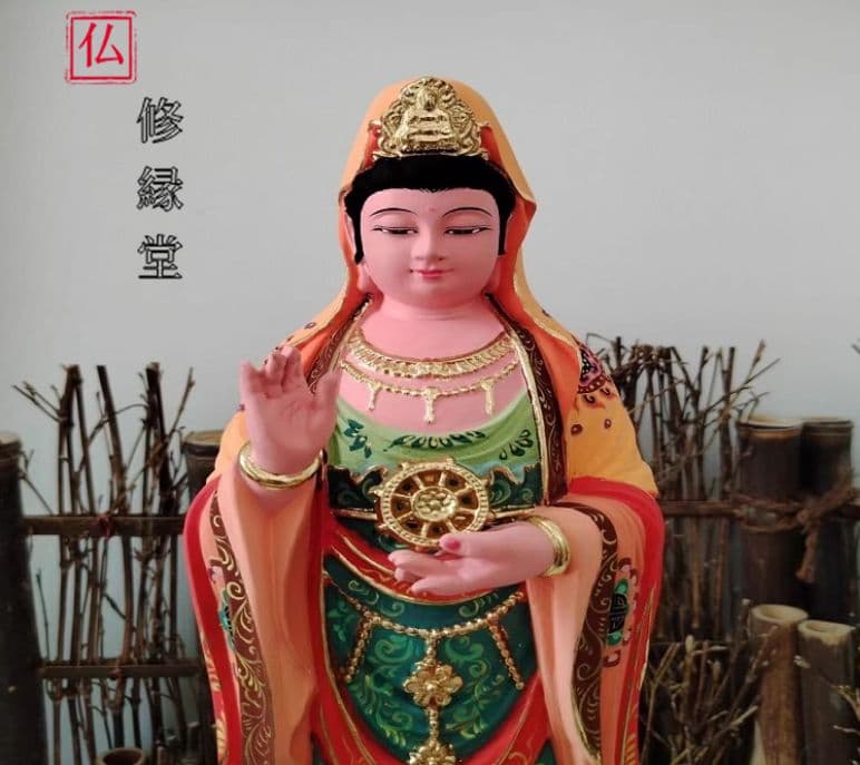 【修縁堂】彩金 彩繪 南海観音菩薩 観音菩薩 木彫仏教 仏教工芸品