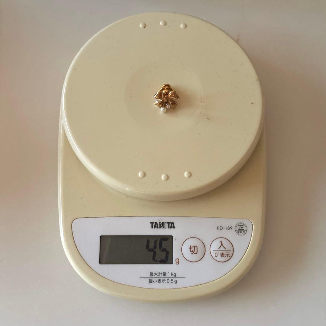 ミキモト リボン K18 パール ブローチ