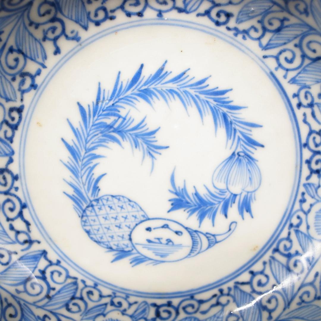 古伊万里　線画　パイナップル　なます皿　2枚