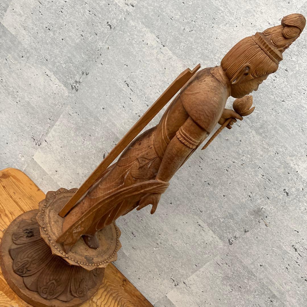 昭和レトロ 木製 木彫り 観音像 観音菩薩 置物 オブジェ インテリア