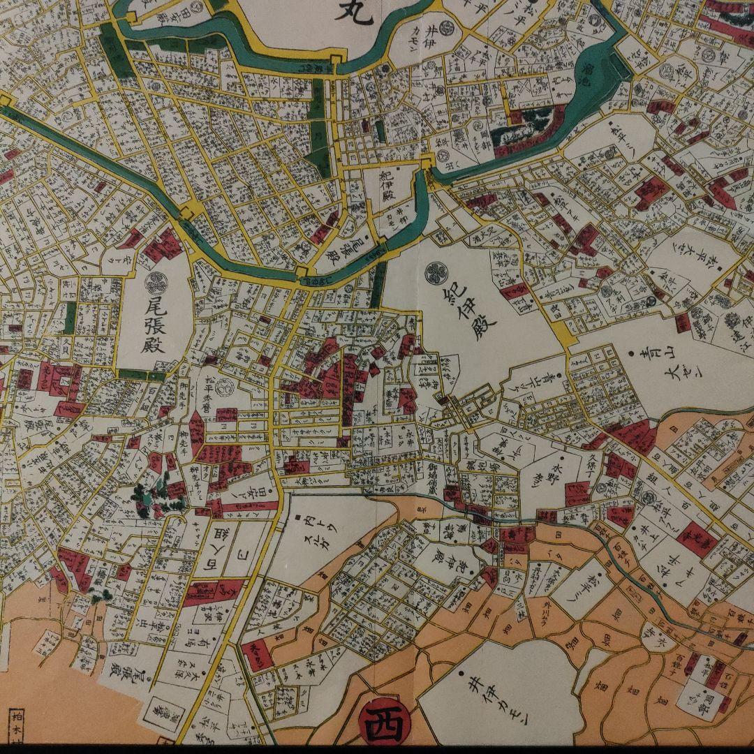 \"未使用\" 超大判色繪　安政六巳未年新刻『御江戸絵圖』、須原屋茂兵衛蔵板