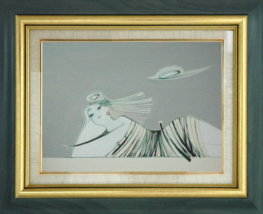 油絵 菅家令子 絵 絵画インテリア 額付(銀) F4-080515 人物 女性像