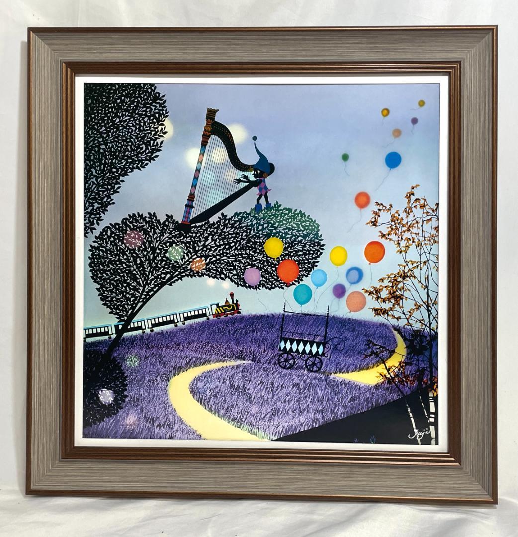 【新品】藤城清治「ラヴェンダーの幻想」ポスター 複製画　額付 　アクリル