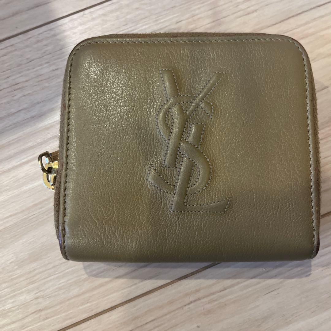 YSL オリーブグリーン 二つ折り財布