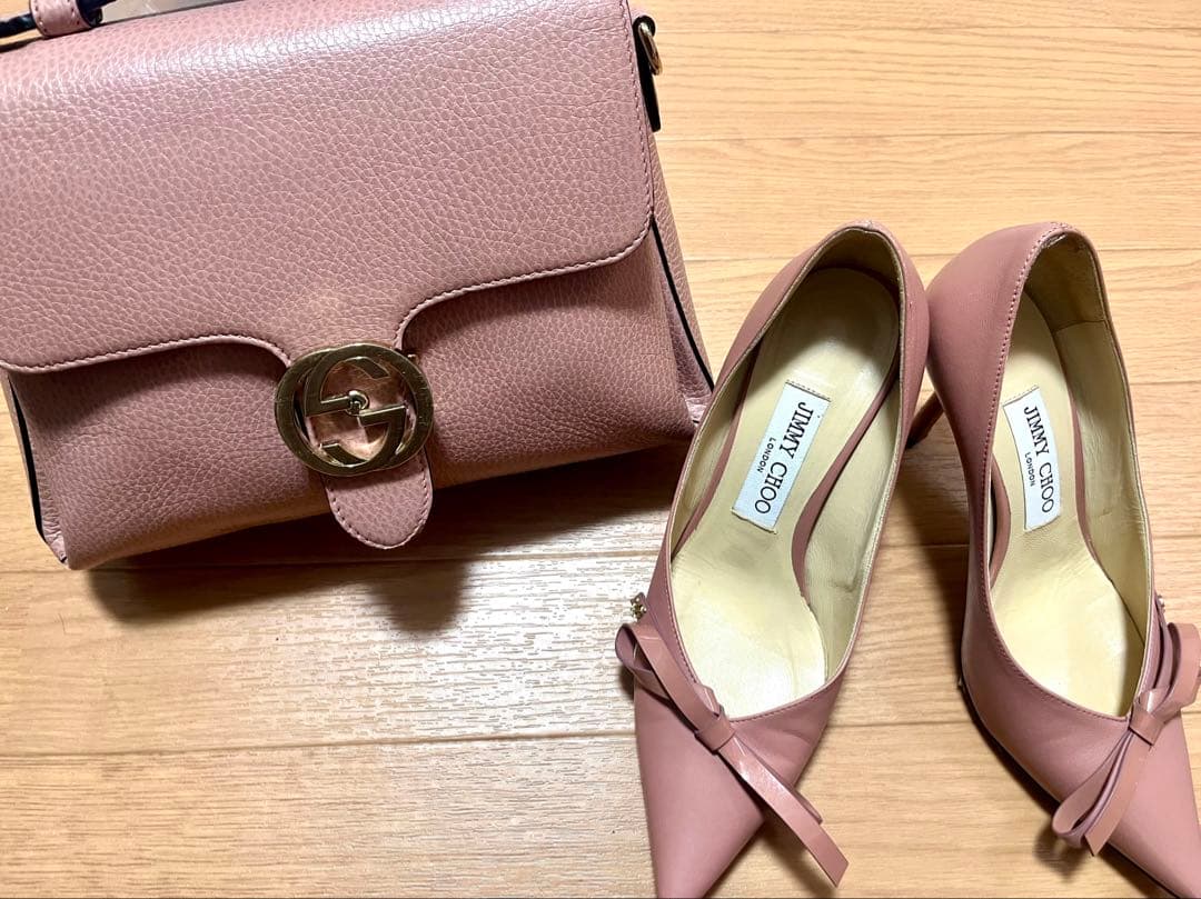 GUCCI ピンクレザー ハンドバッグ