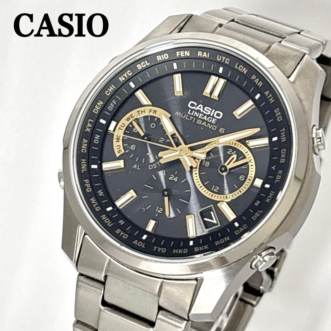 【稼働 付属品】美品 カシオ メンズ腕時計 クロノグラフ LENEAGE