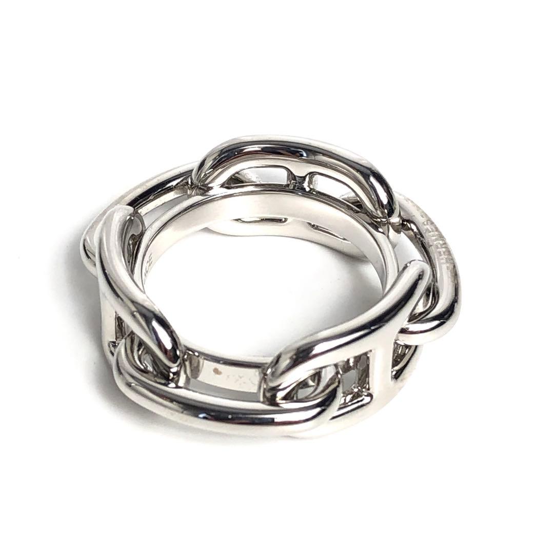 【美品】HERMES エルメス スカーフリング シェーヌダンクル シルバーカラー