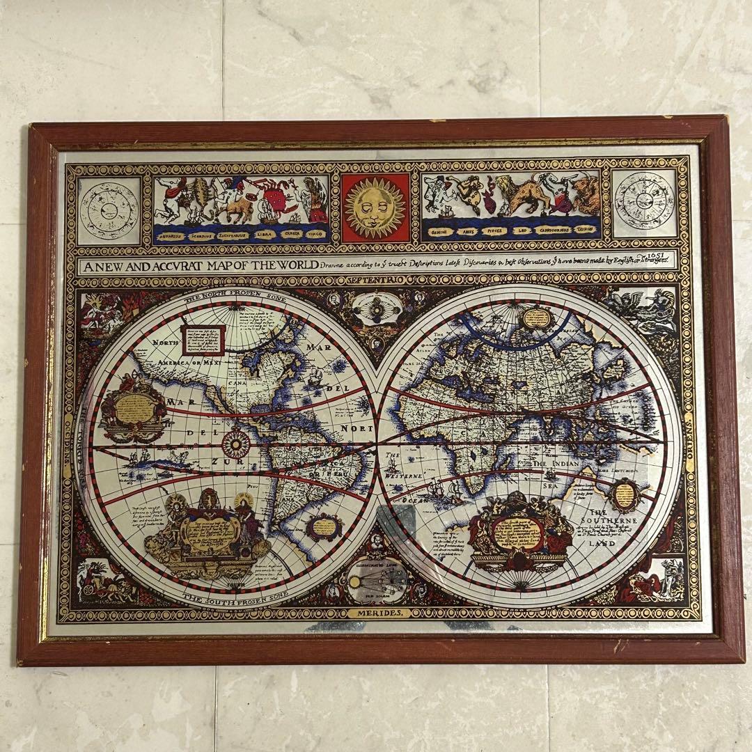 英国製 ビンテージ MERIDES パブミラー 鏡 レトロ　アンティーク