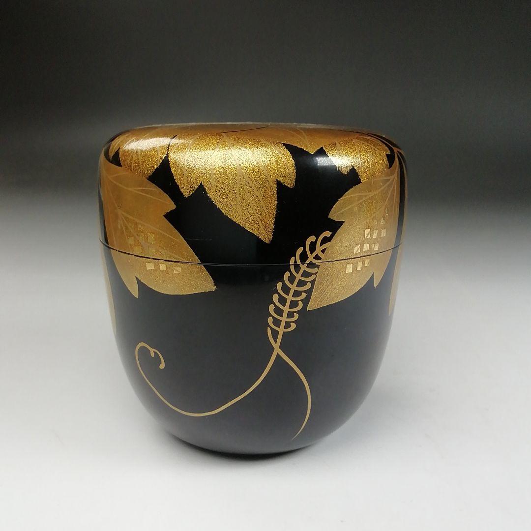 Ｔ８０２　棗　『金蒔絵』『稲井玉甫 作』　共箱　茶道具