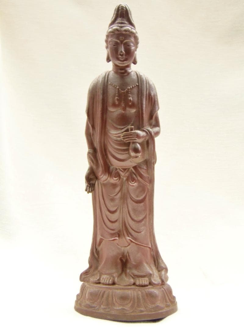 76代逸翁 金重利右衛門（金重勉）古備前焼 置物 観音菩薩像 仏像 古美術 骨董