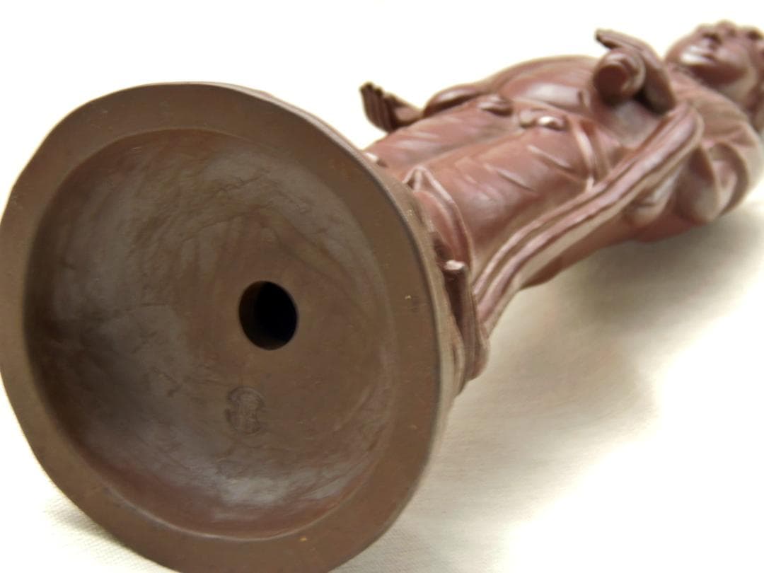 76代逸翁 金重利右衛門（金重勉）古備前焼 置物 観音菩薩像 仏像 古美術 骨董