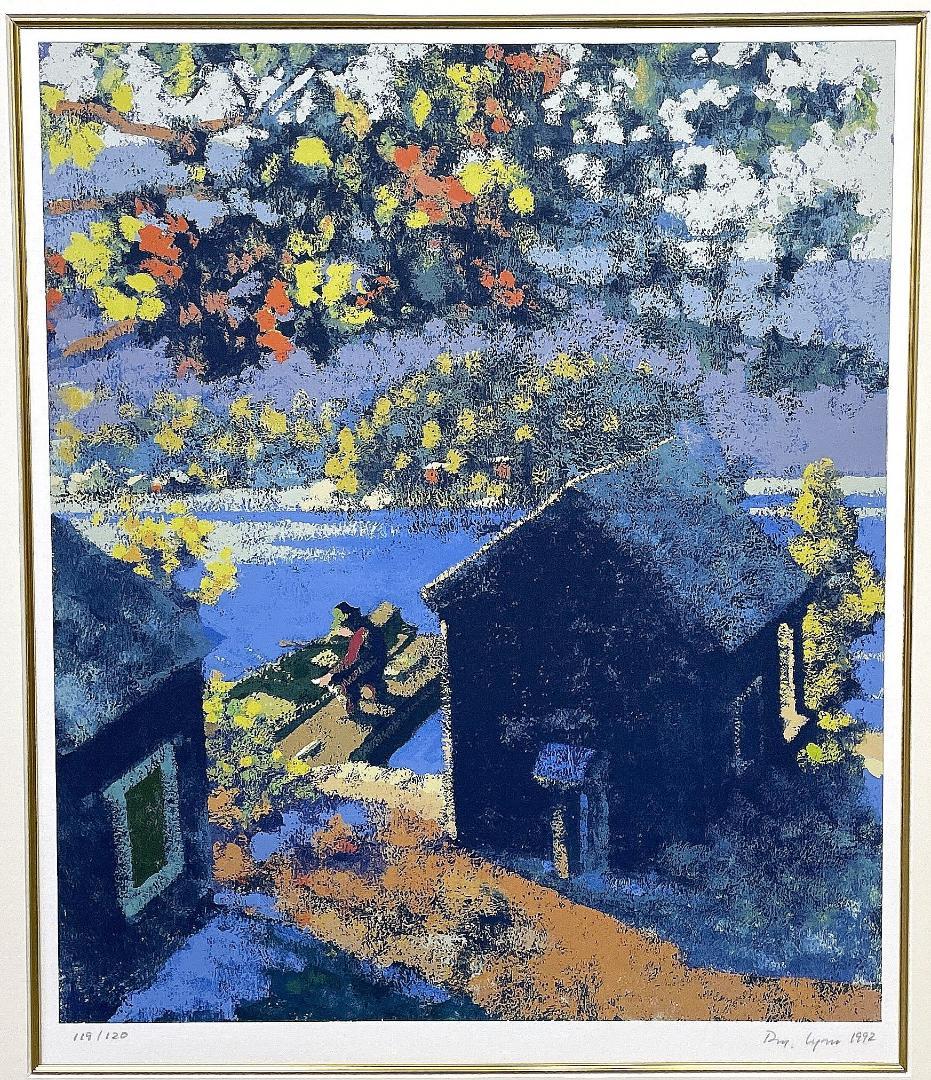 ダン・ウィン『秋に釣る』大判 リトグラフ 真作 直筆サイン入り1992