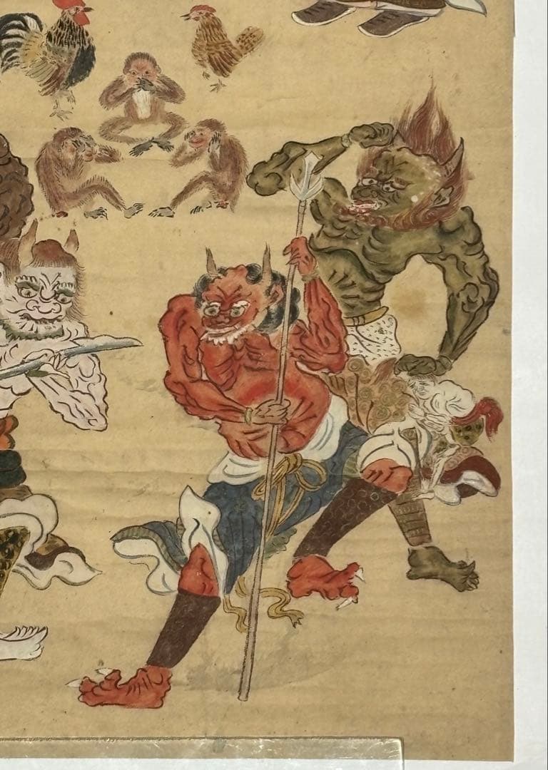 「大型彩色木版画 青面金剛像」木版刷 1枚|和本古典籍江戸時代仏教美術仏画