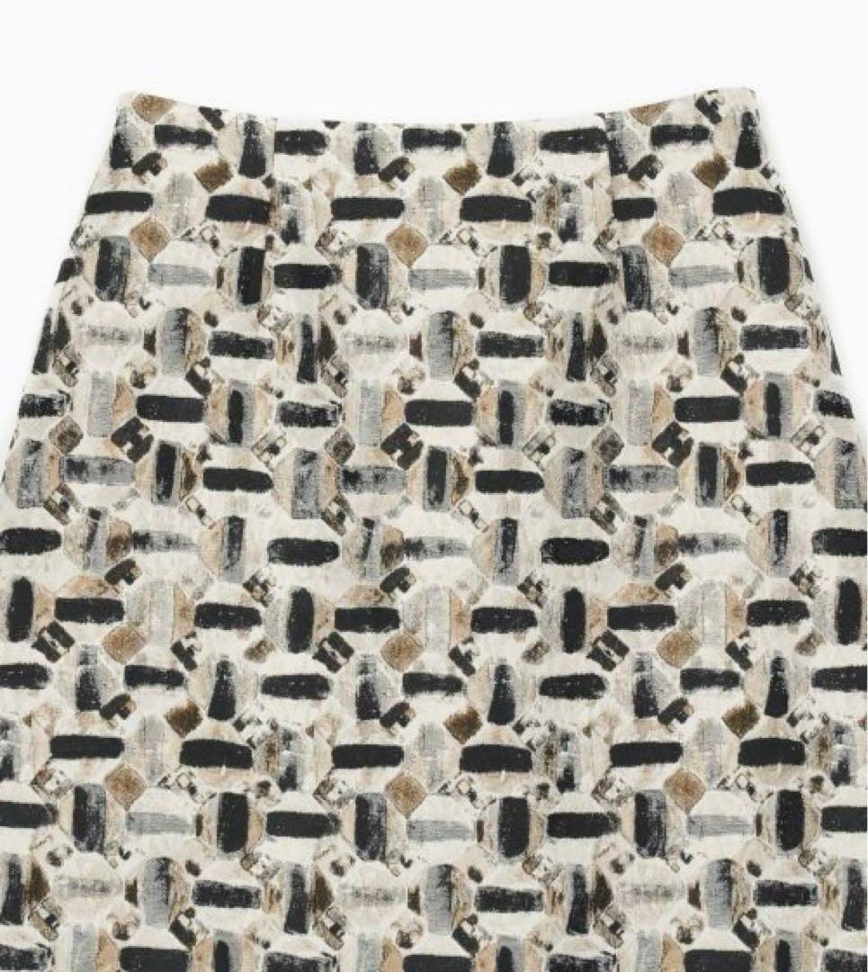 ANAYI オードトワレ ジャガード 後ろ切り替え フレアスカート