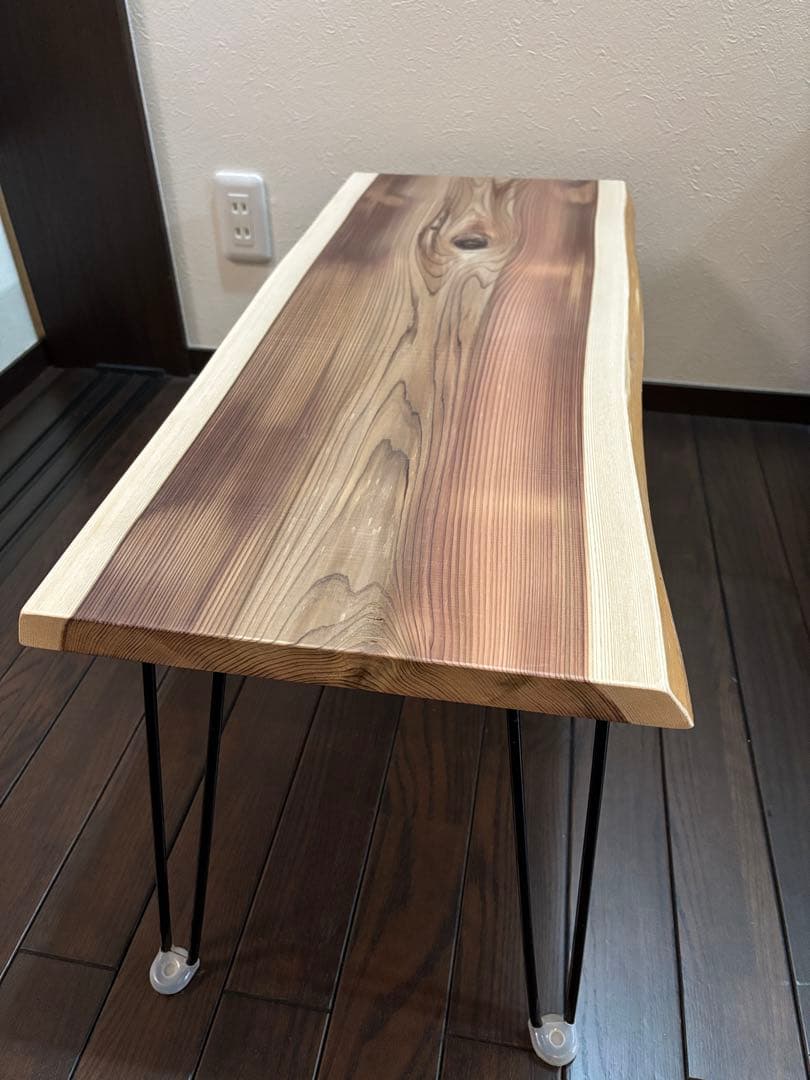 一枚板 無垢材 杉板 折りたたみ ローテーブル サイドテーブル　紀州杉　節あり