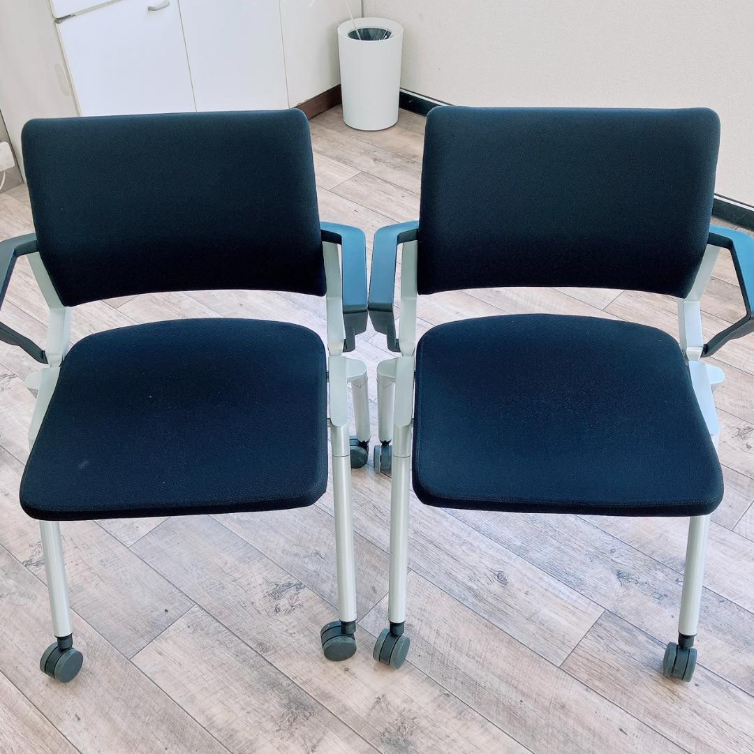 引取限定 オフィス家具 会議テーブルチェアセット 椅子4脚 OKAMURA