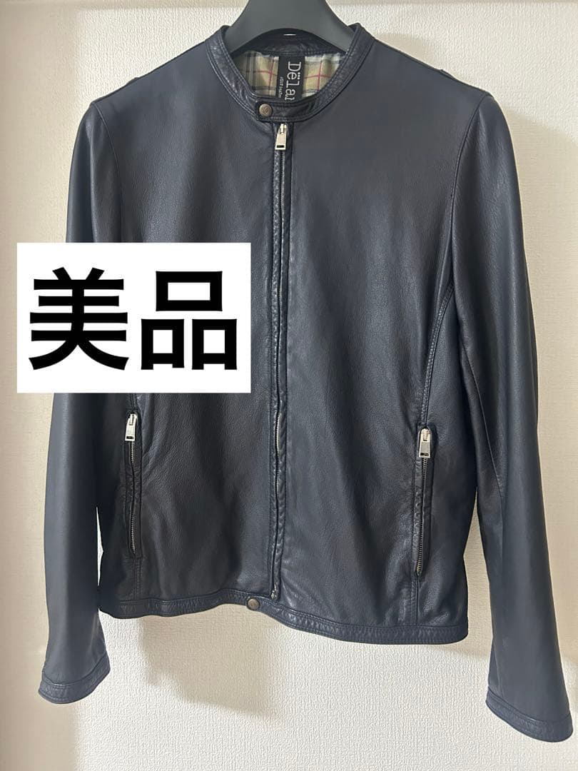 美品 Delan デラン レザー シングル ライダースジャケット