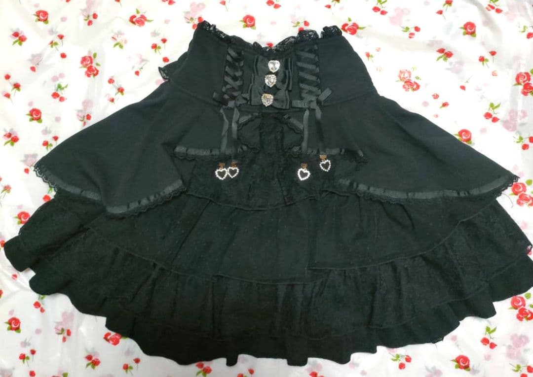 LIZLISA　フロントカシュクールスカート　ブラック　リズリサ