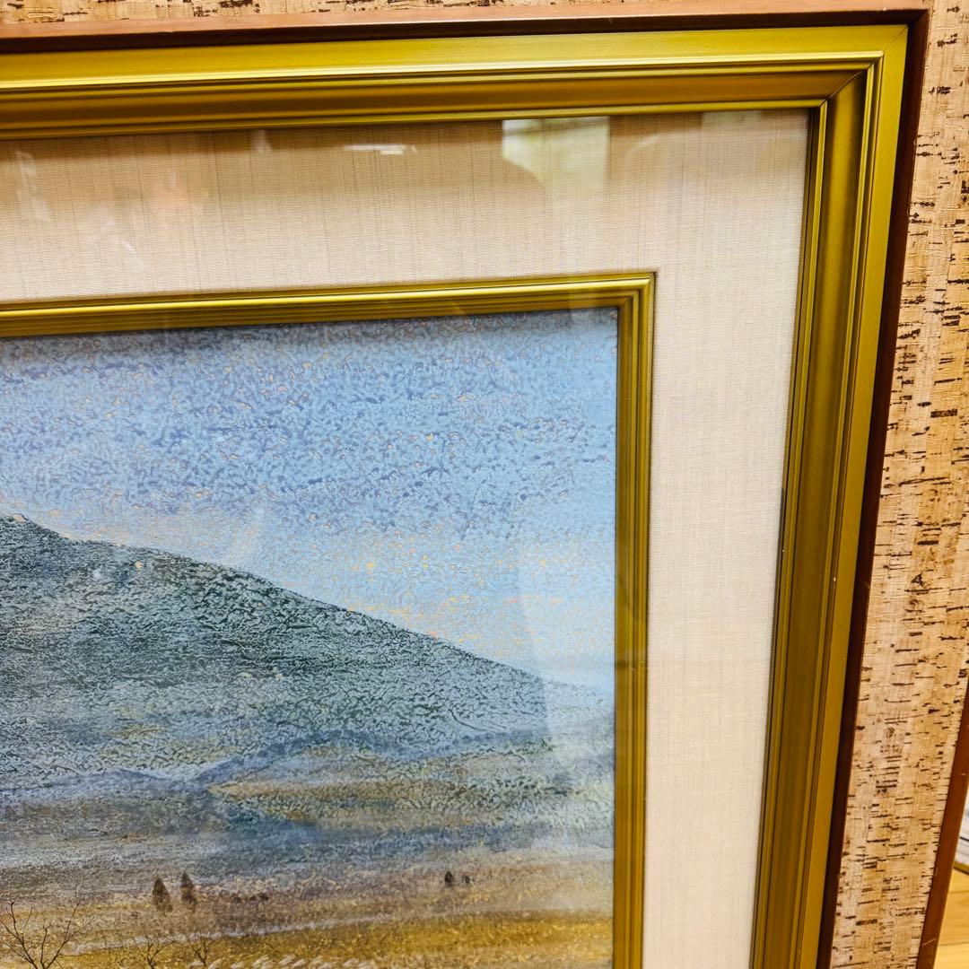 大迫力　特大　真作　中嶌 虎威作「筑波」日本画　風景画 F30号