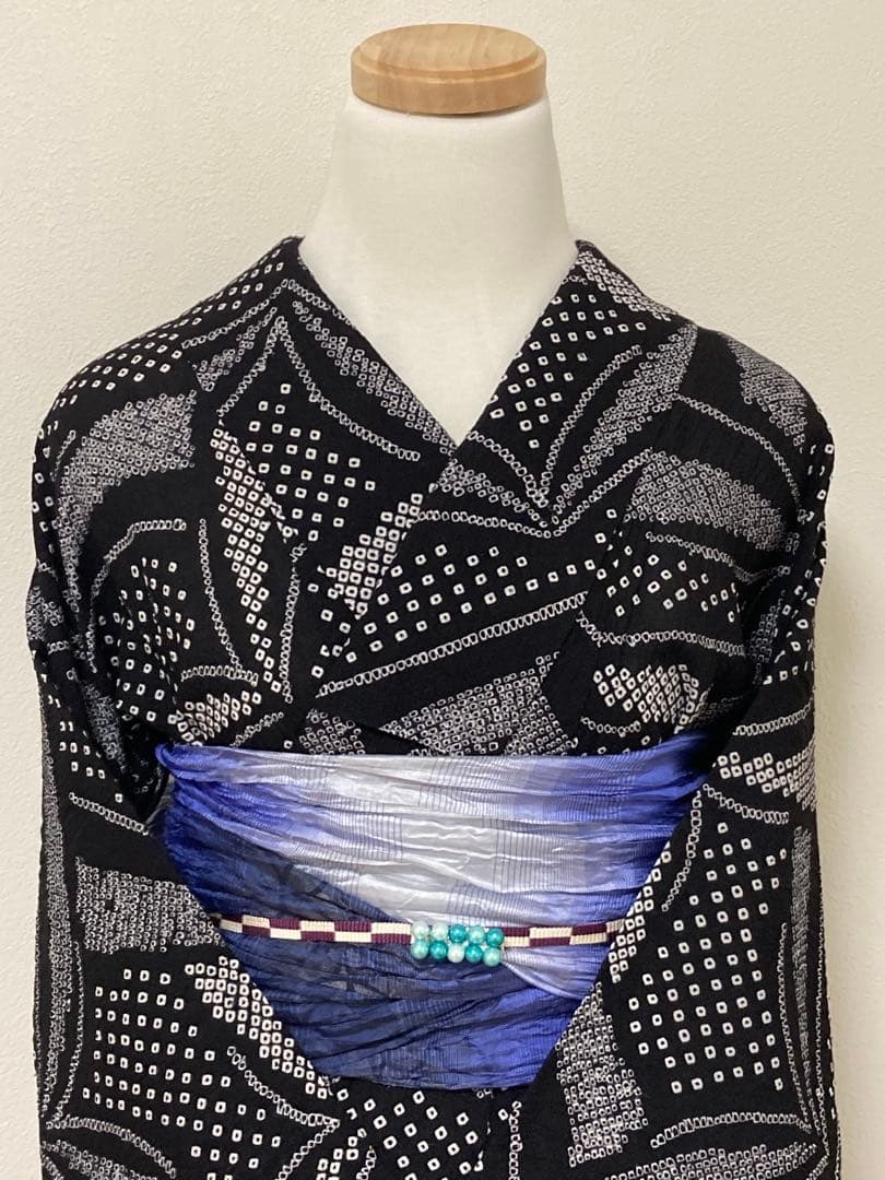 8の日限定セール！　浴衣　有松鳴海絞り　幾何学模様　裄67cm