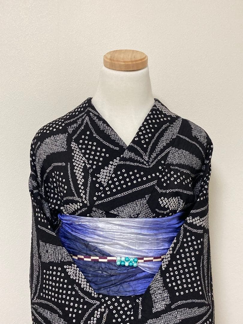 8の日限定セール！　浴衣　有松鳴海絞り　幾何学模様　裄67cm