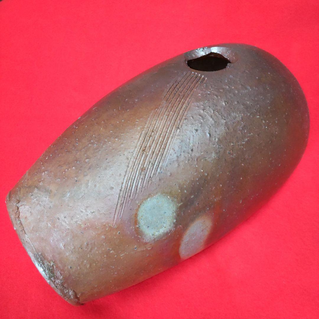 備前焼楕円花入れ/共箱