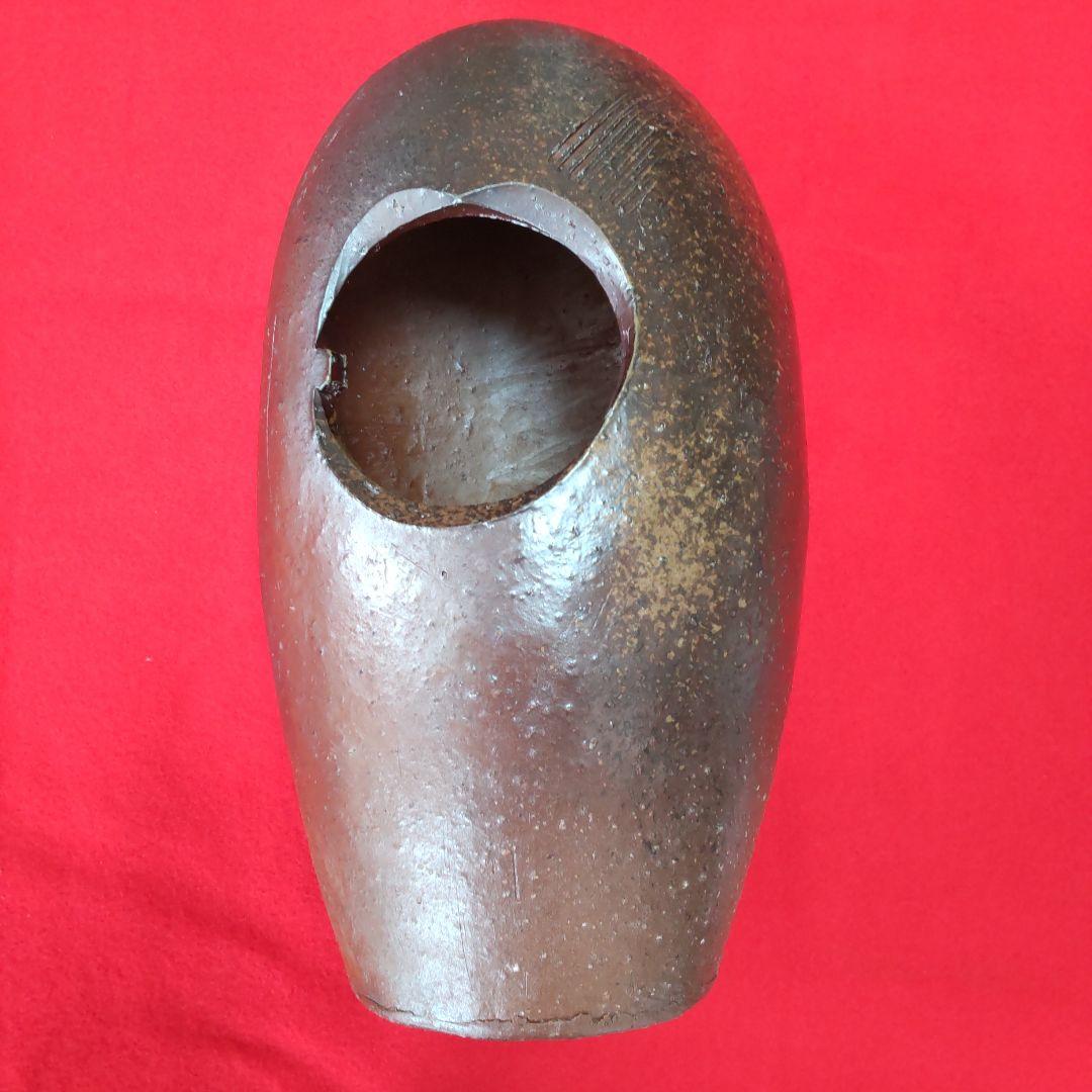 備前焼楕円花入れ/共箱