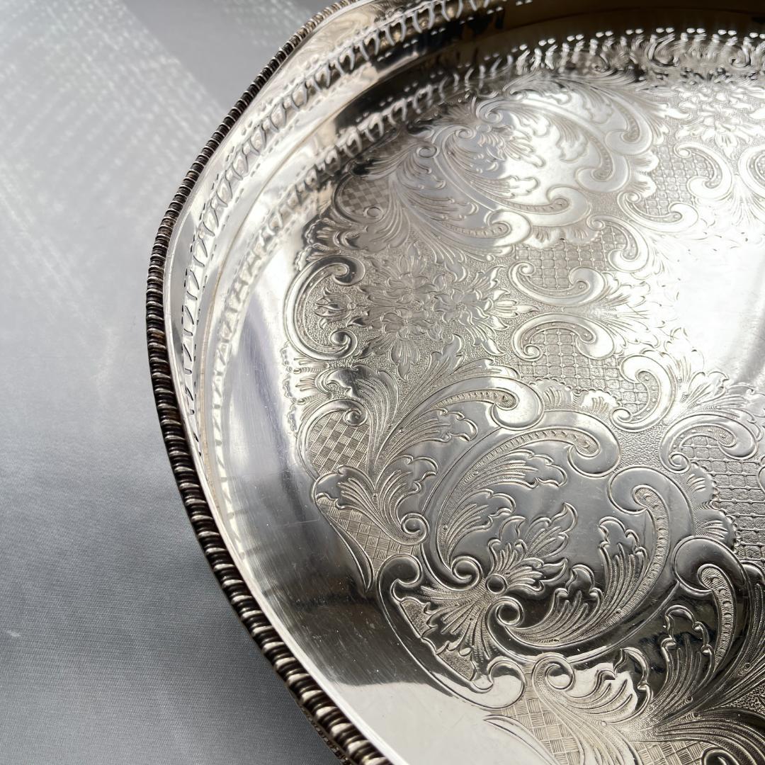 【英国】 透かしのギャラリートレー 41cm　 クロウフット 大盤！！