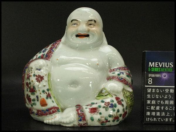 中国美術 色絵 布袋 置物(LC804)