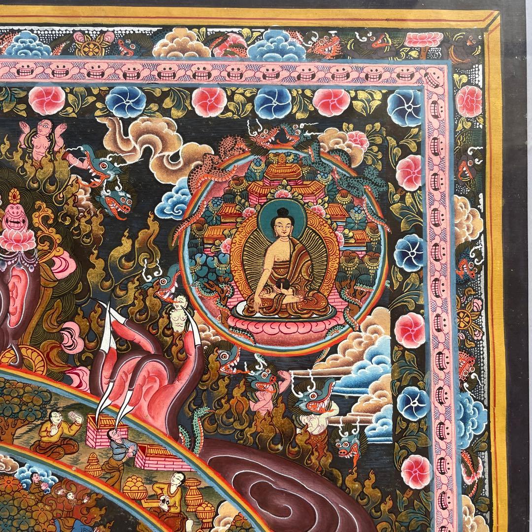 マンダラ絵 伝統的なアジア風 金色フレーム