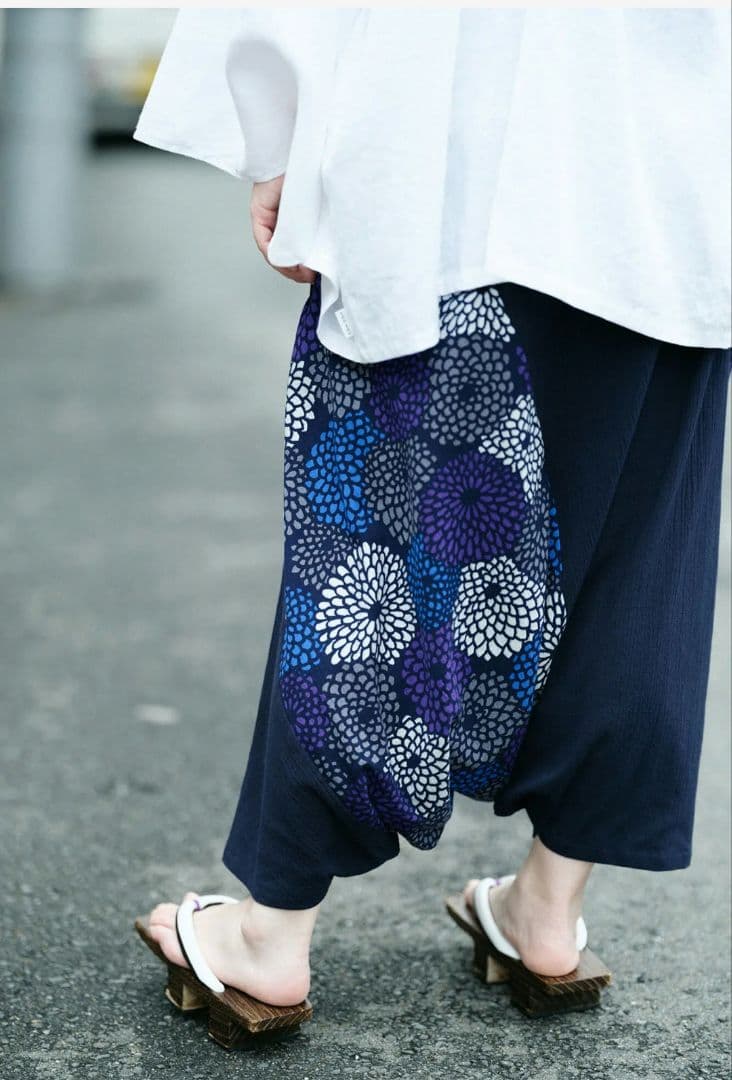 【美品】SOU・SOU モスリン富士　菊づくし夜来　サルエルパンツ　M