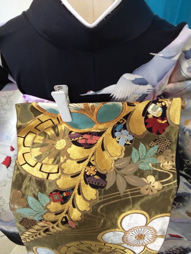 振袖フルセット、正絹古典柄成人式、重ね衿帯揚げ帯締め、西陣袋帯襦袢