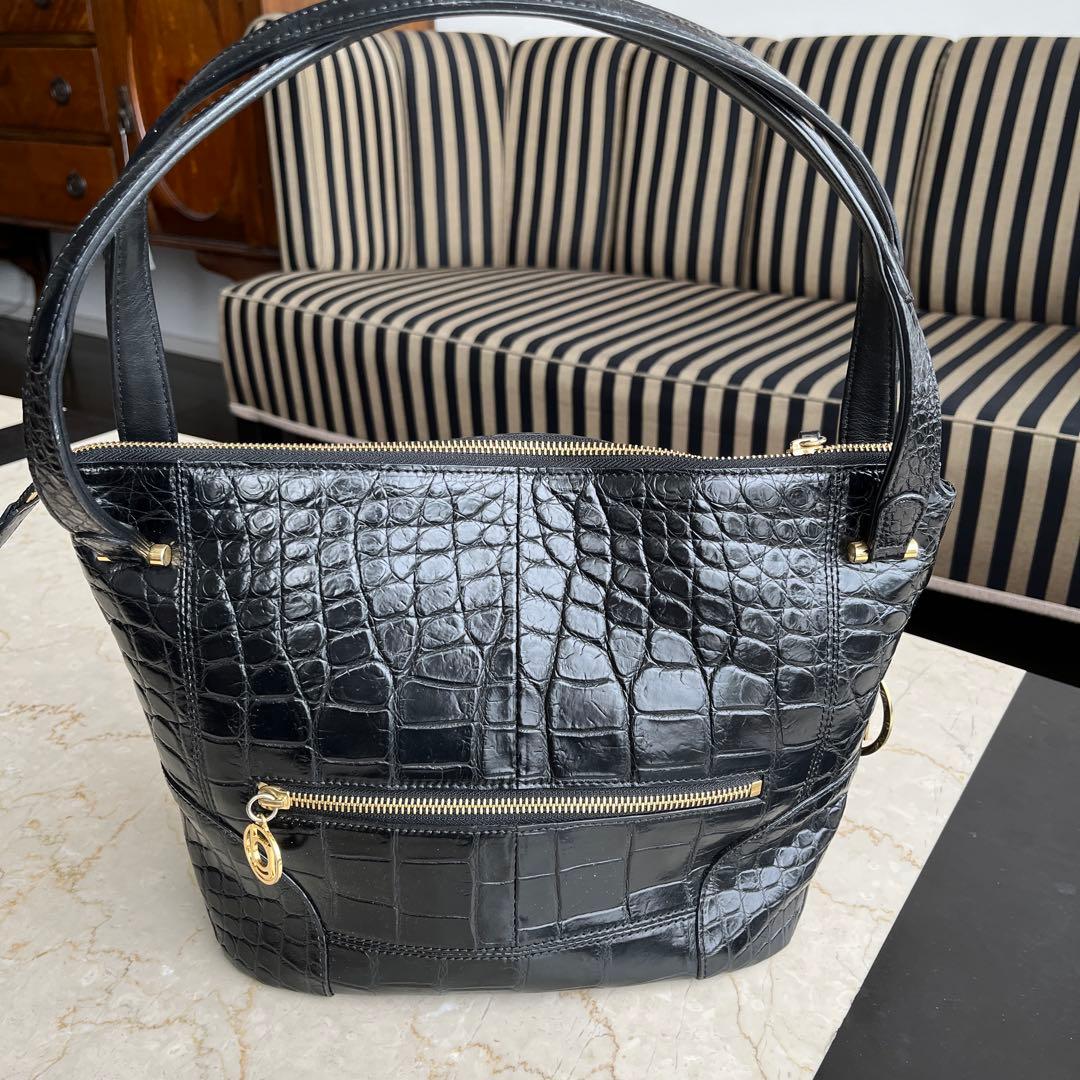 ボーグラン JRA 376 クロコダイル 黒 レディース トートバッグ