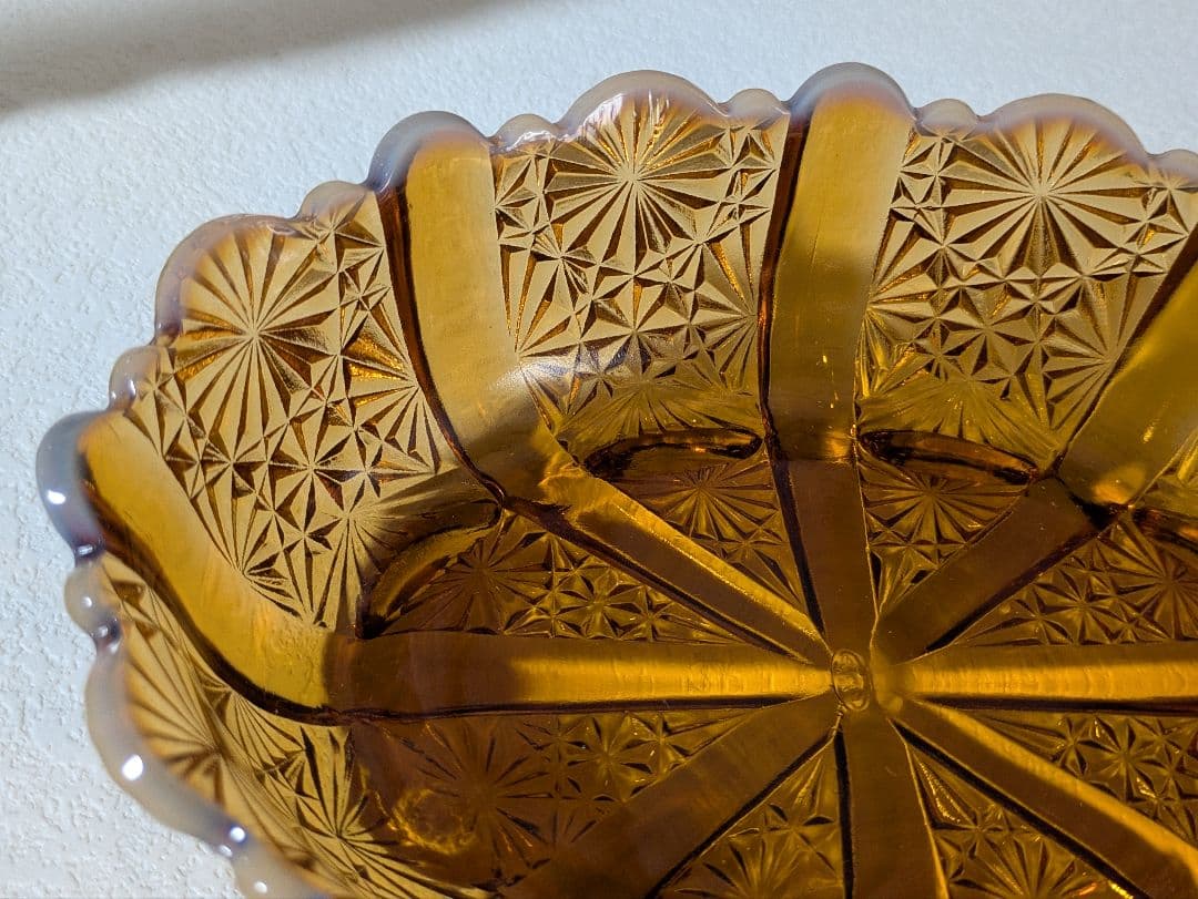 フェントン　バージニアガラス　琥珀色ボウル　デイジー＆ボタン