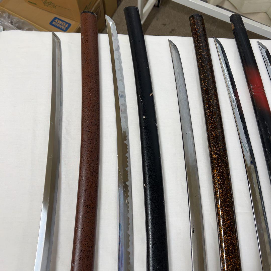 【傷あり】模造刀 10本 まとめ 透かし鍔 太刀 鍔太刀 脇差 白鞘 昇龍 彫り