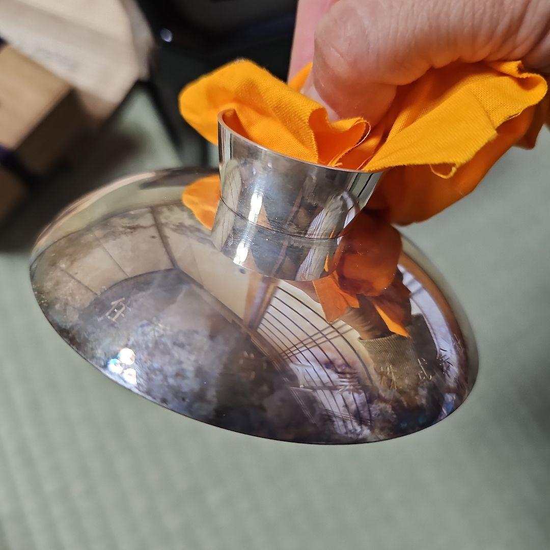 昭和レトロ/1970年代物】住友化学工業 銀杯 純銀 花月台揃 参拾五年勤続記念