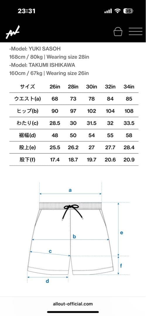 ALL OUT ステージショーツ メンズフィジーク 28